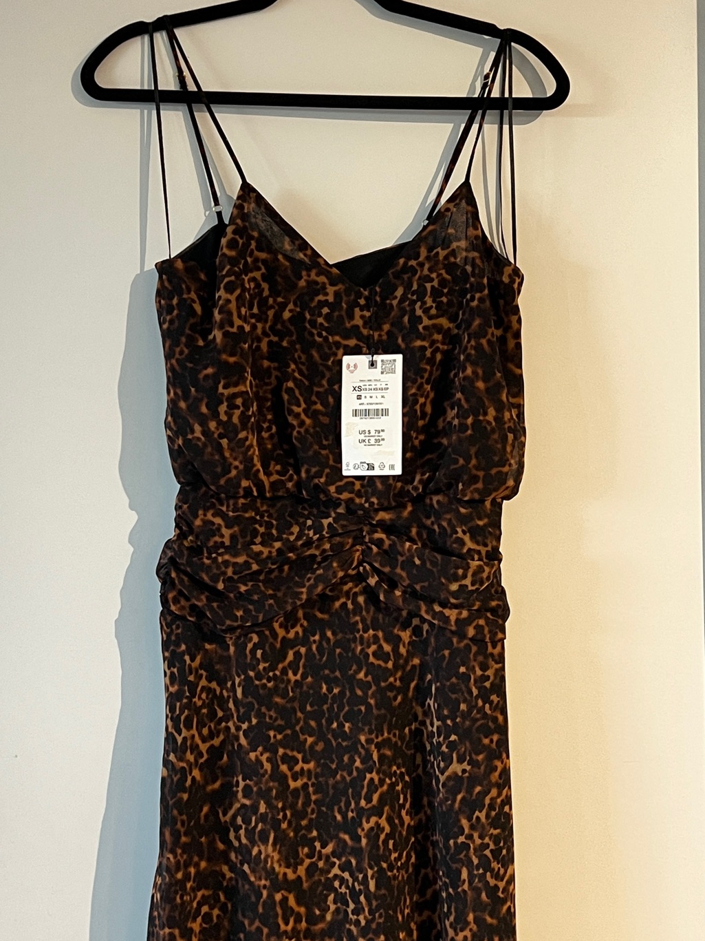 Zara Brown And Black Leopard Print Slip Dress